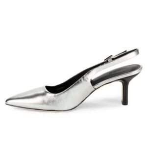 New Vince Pandora Pointed Toe Slingback Pump in Silver Size 11 M